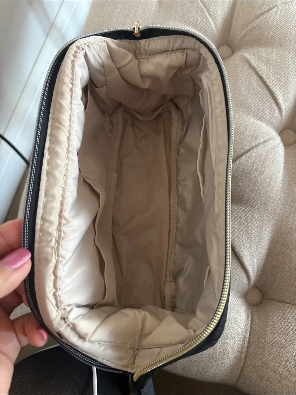 BAGSMART Large Black Quilted Cosmetic Pouch